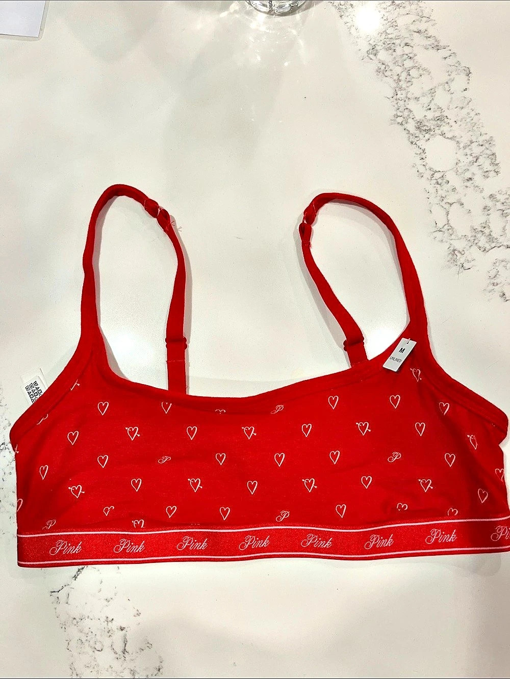 Victoria's Secret PINK Unlined Wireless Bra Red Sports Bra Medium